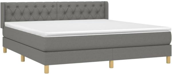 vidaXL Boxspringbett mit Matratze Dunkelgrau 160x200 cm Stoff