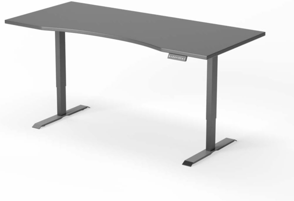 elektrisch höhenverstellbarer Schreibtisch CURVED 200 x 90 cm - Gestell Schwarz, Platte Anthrazit