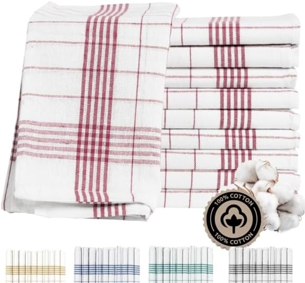 Zestri Geschirrtuch 10er-Set aus 100% Baumwolle, 50x70 cm Küchenhandtücher mit Aufhänger, (10 Stück), saugstarke Geschirrhandtücher, kariert, Geschirr Handtuch