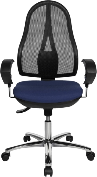 Topstar Open Point SY Deluxe, ergonomischer Syncro-Bandscheiben-Drehstuhl, Bürostuhl, Schreibtischstuhl, inkl. Armlehnen (höhenverstellbar), Stoff, blau