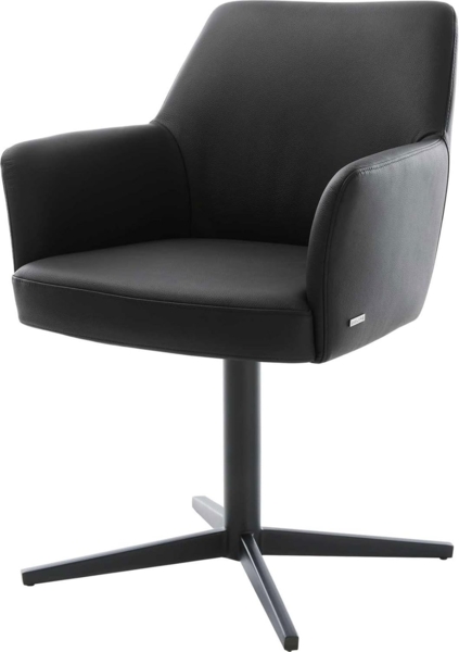 Drehstuhl Xana-Flex mit Armlehnen Echt-Leder Schwarz Fußkreuz Schwarz 360° drehbar Taschenfederkern