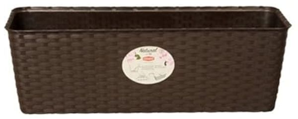 Stefanplast Blumentopf Balkon-Blumenkasten Natural mit Selbstbewässerungssystem 30 x 13 x 11 cm in mokka
