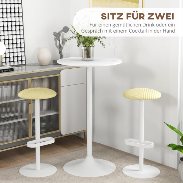 HOMCOM Bartisch Küchentisch für Wohnzimmer, Esszimmer (Esstsich, 1-St, Stehtisch), Stahl, Weiß, Ø60 x 102 cm Bild 4