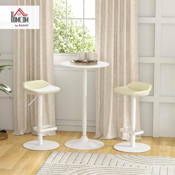 HOMCOM Bartisch Küchentisch für Wohnzimmer, Esszimmer (Esstsich, 1-St, Stehtisch), Stahl, Weiß, Ø60 x 102 cm Bild 2