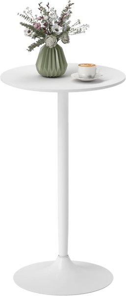 HOMCOM Bartisch Küchentisch für Wohnzimmer, Esszimmer (Esstsich, 1-St, Stehtisch), Stahl, Weiß, Ø60 x 102 cm Bild 1