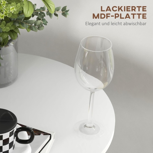 HOMCOM Bartisch Küchentisch für Wohnzimmer, Esszimmer (Esstsich, 1-St, Stehtisch), Stahl, Weiß, Ø60 x 102 cm Bild 5