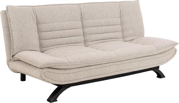 AC Design Furniture Jasper Schlafsofa in Beige, mit 3 Liegepositionen, Moderner 3-Sitzer ohne Armlehne, Gepolstertes Sofa mit Bouclé-Bezug und Schwarzen Beinen, B: 196 x H: 91 x T: 98 cm