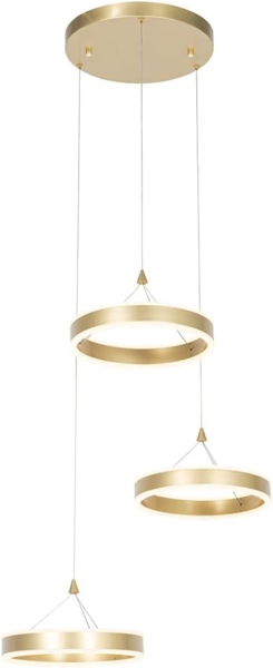 Qazqa Pendelleuchte Lyani, LED fest integriert, (nicht austauschbare) LED, Gold/Messing, Design, Aluminium, 3-flammig