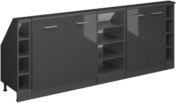 Dachschrägenschrank-Set Rion Anthrazit Hochglanz/Anthrazit 5er Set Vicco