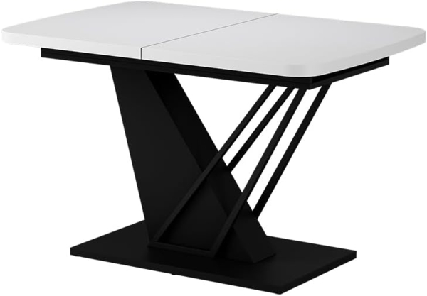 Esstisch Fenaro Weiß/Schwarz 120x80 cm ausziehbar Vicco