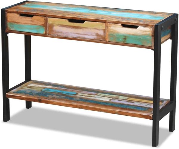 vidaXL Sideboard mit 3 Schubladen Altholz Massiv 243273