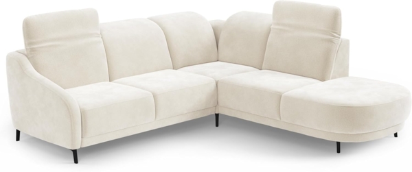 CAVADORE Ecksofa Blue/Eckcouch im modernen Design, Inkl. Kopfteilverstellung, Vorziehsitz motorisch, Klapptisch, USB-Anschluss und mattschwarzen Metallfüßen / 258 x 93 x 249 / Mikrofaser, Naturweiß Bild 6