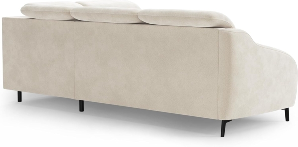 CAVADORE Ecksofa Blue/Eckcouch im modernen Design, Inkl. Kopfteilverstellung, Vorziehsitz motorisch, Klapptisch, USB-Anschluss und mattschwarzen Metallfüßen / 258 x 93 x 249 / Mikrofaser, Naturweiß Bild 7