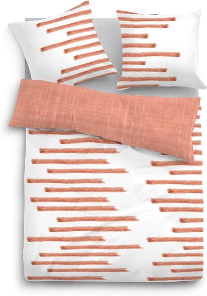 Tom Tailor Satin Wendebettwäsche Streifen, Größe 135x200/80x80 cm, rosé