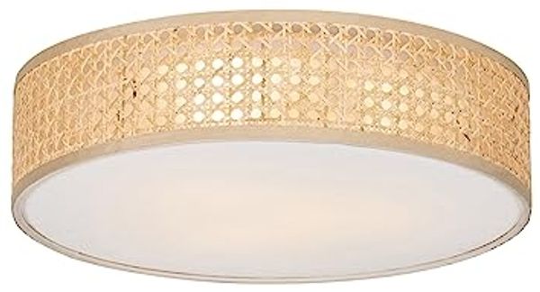 Qazqa Deckenleuchte Tromma, ohne Leuchtmittel, E27, Naturel, Orientalisch, Rattan, 3-flammig