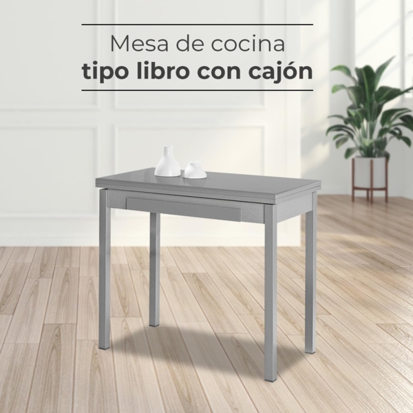 ASTIMESA Küchentisch, Metall, Grau, 90x50 cm Bild 2