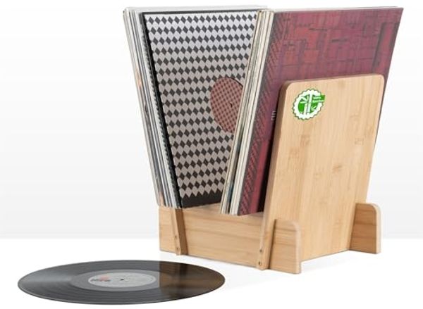 Stagecaptain Aufbewahrungsbox LPSB-40 Bambus LP-Ständer Regal für Schallplatten und mehr (inklusive Schrauben für den Zusammenbau), Platz für bis zu 40 12"-LPs