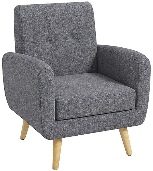 HOMCOM Sessel Polstersessel mit Leinenoptik im Moderndesign (Relaxsessel, 1-St, Einzelsessel), Hellgrau 70 x 69,5 x 86,5 cm