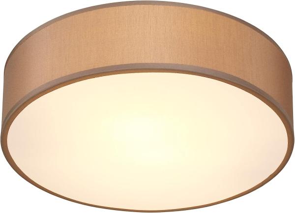 monzana Deckenleuchte Deckenleuchte, Innenbeleuchtung, Deckenlampe Stoff Taupe 38 cm Modern E27 Rund 2 Flammig Deckenleuchte