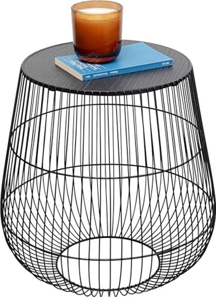 Kare Design Beistelltisch Beam, Schwarz, 40cm Durchmesser, Couchtisch, Ablage, Wohnzimmertisch, Stahlgestell