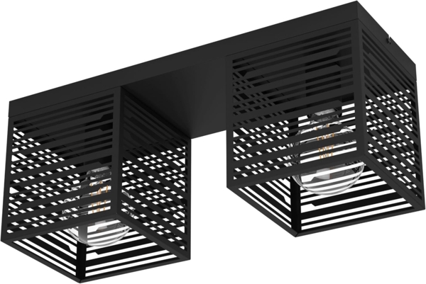 Eglo 900356 Deckenleuchte PIEDRITAS E27 2X40W schwarz L:51. 5cm B:18cm H:20. 5cm dimmbar