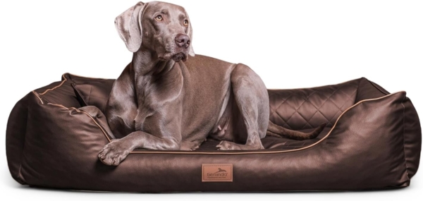 LOUIS Kunstleder gesteppt Orthopädisches Hundebett - 100x75cm, 01 Braun