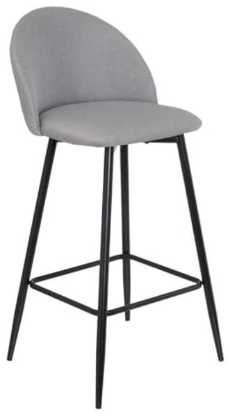 DRW Set mit 2 Hockern aus Metall und Stoff in Hellgrau und Schwarz