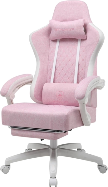 GTPLAYER Gaming-Stuhl Ergonomischer Gaming Sessel Schreibtischstuhl mit Stoffoberfläche (Pacekung), Federsitzkissen mit Fußstütze