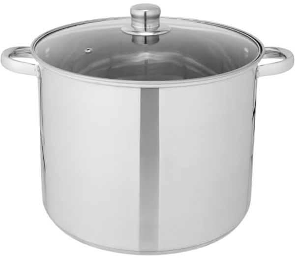 Brixy Suppentopf Stampftopf - Glasdeckel - 16,5L - 30 CM - Induktion Gas Keramik - Spülmaschinenfest - Edelstahl