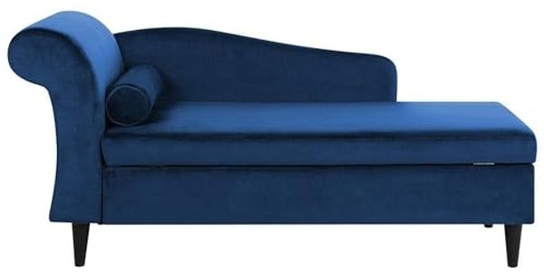 Chaiselongue Samtstoff marineblau linksseitig LUIRO