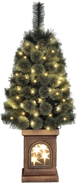 HOMCOM Künstlicher Weihnachtsbaum mit LED-Leuchten, 90 cm,mit Fernbedienung, 8 Licht-Modi, Tanne, für Weihnachten Deko, Indoor, Grün