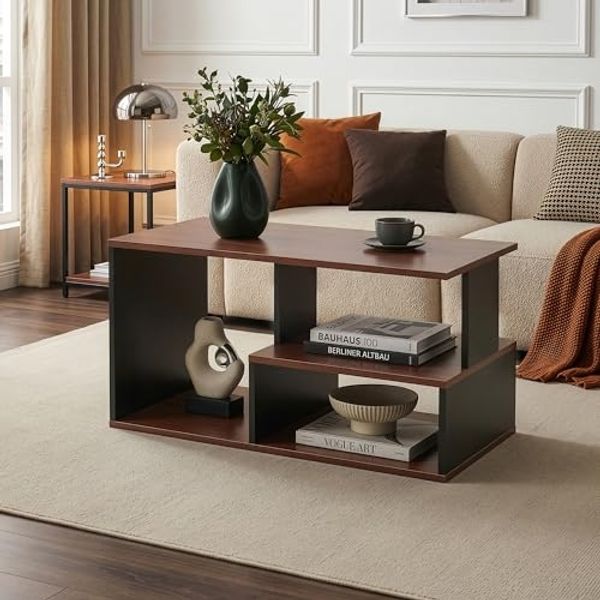 Couchtisch Trond 80x40x42 cm Schwarz/Walnuss [en. casa]