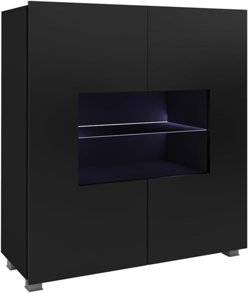 Lomadox Highboard CAIRNS-132, in schwarz Hochglanz, Modern, grifflos