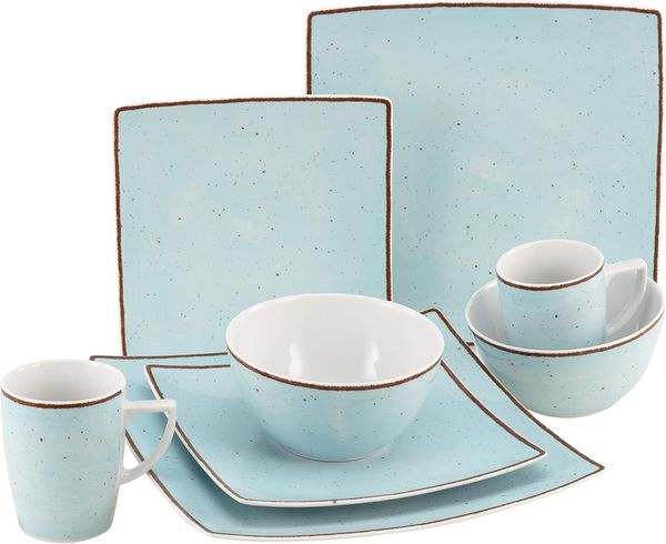 CreaTable 22703 Kombiservice New Elegance Vintage Nature für 2 Personen, Porzellan, aqua (1 Set, 8-teilig)