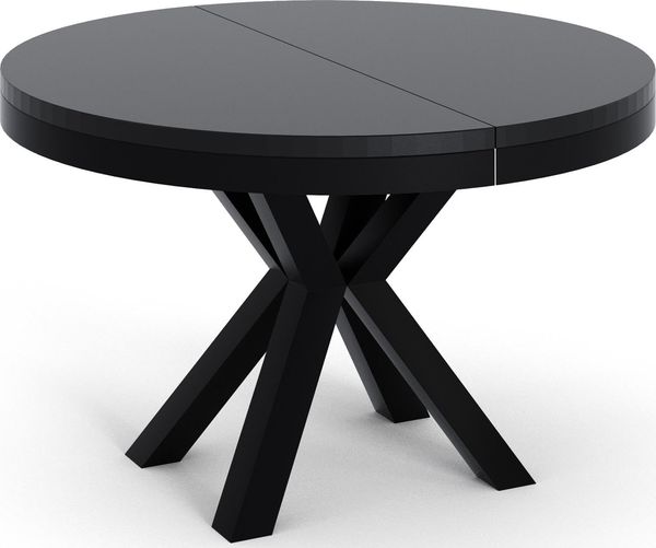 WFL GROUP Esstisch Clara im Loft-Stil rund ausziehbar mit schwarzen Metallbeinen (MADE IN EU, erhältlich in zwei Größen – 100/120 cm, ausziehbar auf 180/200 cm), platzsparender Industrial Tisch in Holzoptik für Wohnzimmer oder Küche