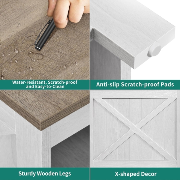 YITAHOME 2PCS Beistelltisch mit Ladestation, Couch Beistelltisch mit Doppellagigem Stauraum, 60X30X50CM Nachttisch für Schlafzimmer, Wohnzimmer, für Räume, Wohnzimmer, Schlafzimme, Weiß Bild 7