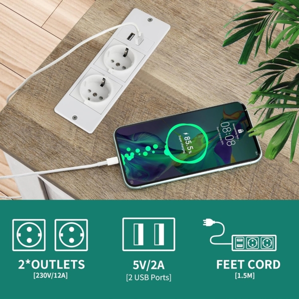 YITAHOME 2PCS Beistelltisch mit Ladestation, Couch Beistelltisch mit Doppellagigem Stauraum, 60X30X50CM Nachttisch für Schlafzimmer, Wohnzimmer, für Räume, Wohnzimmer, Schlafzimme, Weiß Bild 5