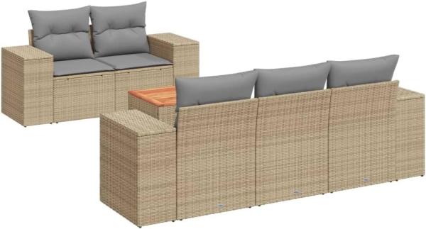 vidaXL 6-tlg. Garten-Sofagarnitur mit Kissen Beige Poly Rattan 3225331
