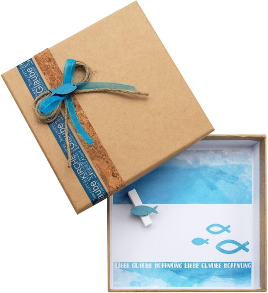 ZauberDeko Geschenkbox Geldgeschenk Fisch Blau Türkis Petrol Kommunion Konfirmation ISAAK