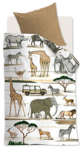 beddinghouse kids Bettwäsche Jeep Safari, Größe 135x200/80x80 cm, natural