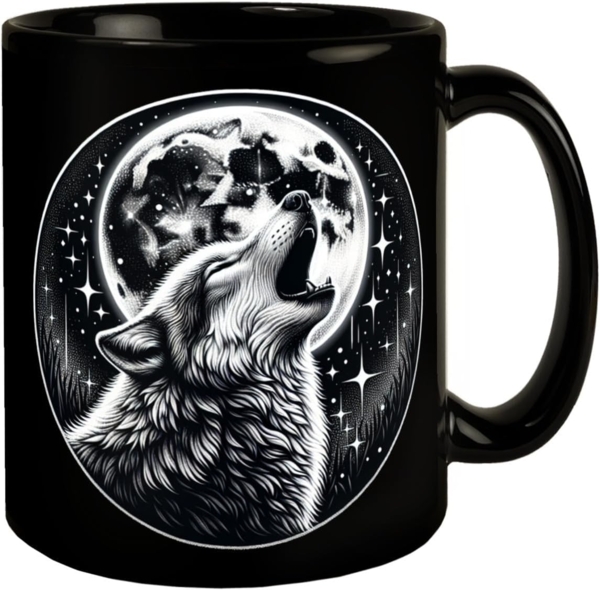 speecheese Tasse Heulender Wolf Tasse in Schwarz