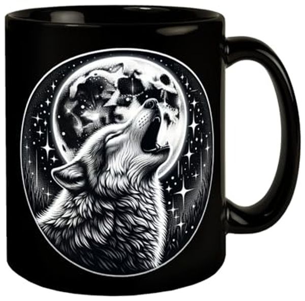 speecheese Tasse Heulender Wolf Tasse in Schwarz