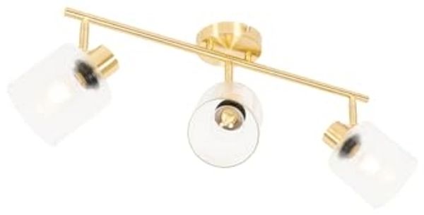 Qazqa LED Aufbaustrahler Laura, ohne Leuchtmittel, Warmweiß, QAZQA Aufbauspot, e27, gold, Glas, Art Deco