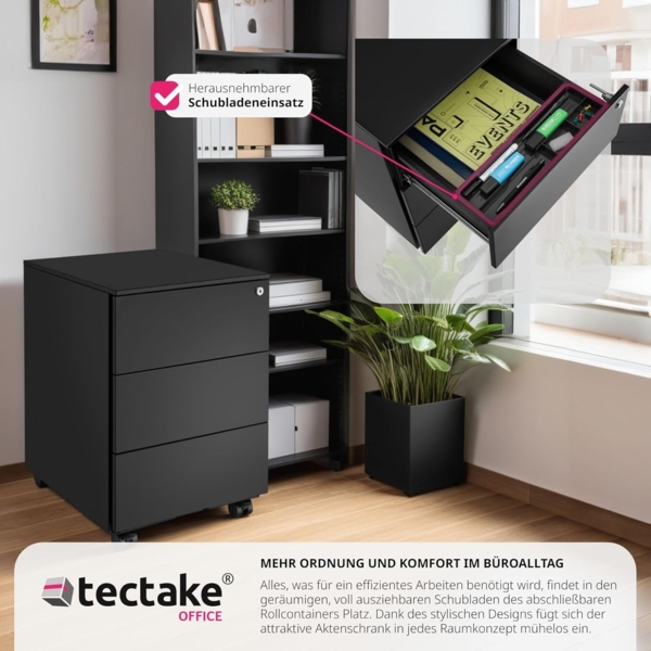 tectake Rollcontainer Aktenrollschrank, aus pulverbeschichtetem Stahl Bild 7
