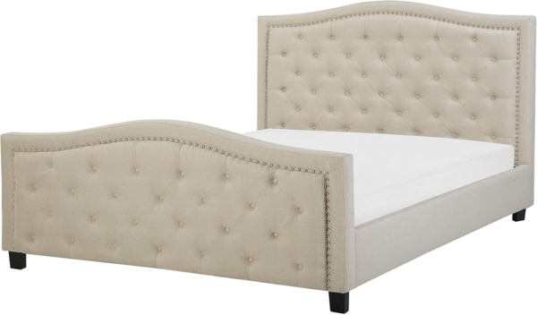 Polsterbett 'AUREL' Leinenoptik beige Lattenrost 160x200 cm