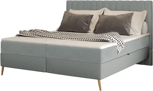 Boxspringbett Cersen Cord grau 140 x 200 cm