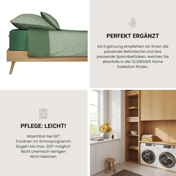 Schiesser Kissenhüllen, 2 Stück, Wendeoptik, Made in Green, Baumwolle in Renforcé-Qualität, 40x80 cm, Hellgrün-Grün Bild 5