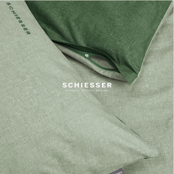 Schiesser Kissenhüllen, 2 Stück, Wendeoptik, Made in Green, Baumwolle in Renforcé-Qualität, 40x80 cm, Hellgrün-Grün Bild 4