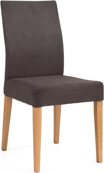 Möbel-Eins SIRION Polsterstuhl aus Eiche, Material Massivholz/Bezug Mikrofaser dunkelbraun
