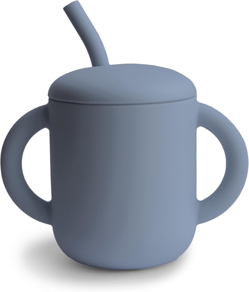 Mushie Silikonbecher mit Trinkhalm Tradewinds